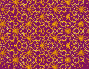 Geometric wire frame flowers pattern vector background on solid red color