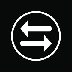 Transfer arrow icon. Flat icon. Exchange icon. Transfer arrow icon vector illustration in circle isolated on black background