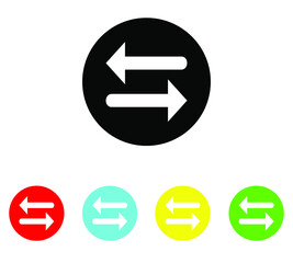 Transfer arrow icon. Flat icon. Exchange icon. Set elements in colored icons. Transfer arrow icon vector illustration in circle isolated on white background
