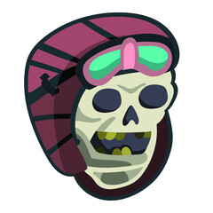 Vector illustration of a wicked skull in the pilot's helmet, on a white background