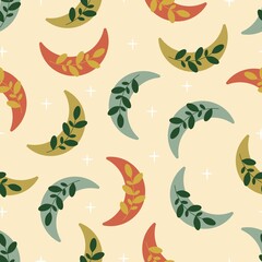 moon seamless pattern. Vector graphics.