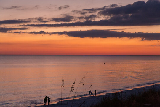 Landscape of the beautiful sea during a breathtaking sunset in Rosemary Beach, Florida
