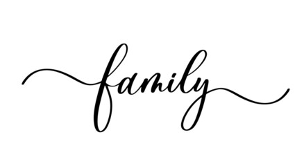 Fototapeta na wymiar Family vector calligraphic inscription with smooth lines. Minimalistic hand lettering illustration.