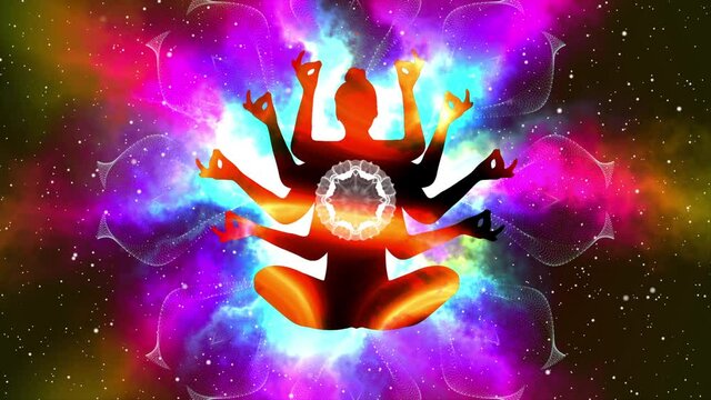 Silhouette of people Meditation Spiritual enlightenment and energy opening