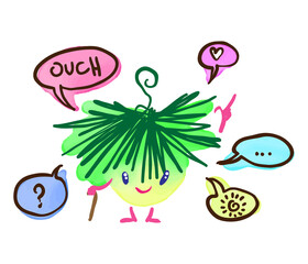 Brownie. Funny Forest or Home Spirit with Speach Balloons