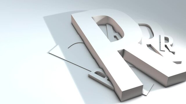 3d animation of a letter of the alphabet - R - 3d animation model on a white background