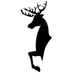 black deer head with antlers silhouette on white background