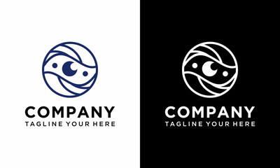 Vector illustration of abstract human eye in clean water splash. Logo, emblem design elements. Concept for optical, glasses shop, oculist, ophthalmology, healthcare research. Natural organic eye care.