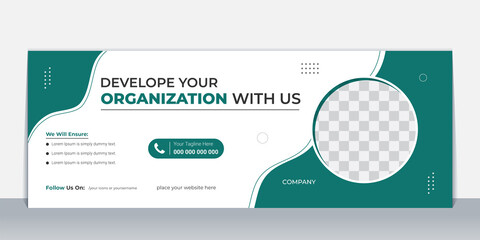 Corporate Facebook cover page design template, Creative Business social media cover, post, web banner design layout, Green color clean design with unique shapes