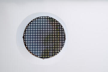 Simple white background with a round window in the center for free use.