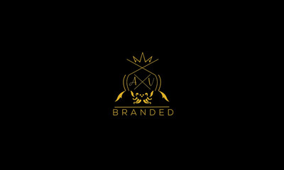 AV is a branded luxury logo with golden color and black background.