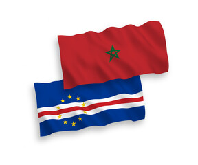 Flags of Republic of Cabo Verde and Morocco on a white background