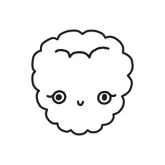 Cute kawaii blackberry. Kind childish character berry with eyes and a smile. Vector isolated line illustration on white background.