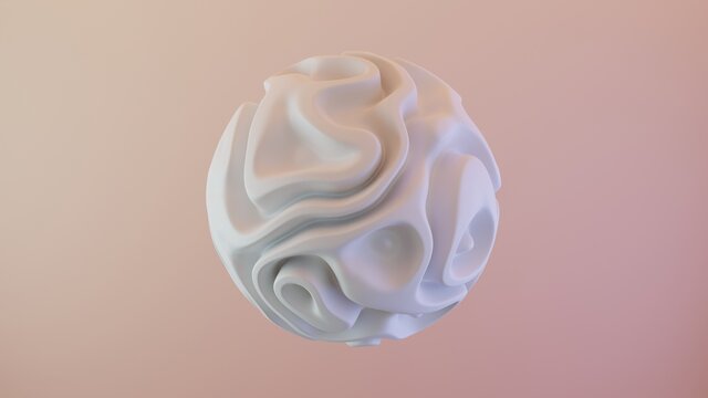 Amorphous white shell object on soft light background. 3D rendering illustration.