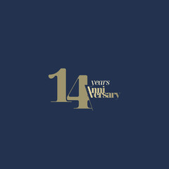14 years anniversary logotype with modern minimalism style. Vector Template Design Illustration.