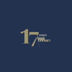 17 years anniversary logotype with modern minimalism style. Vector Template Design Illustration.