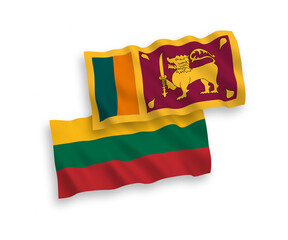 Fototapeta premium Flags of Lithuania and Sri Lanka on a white background