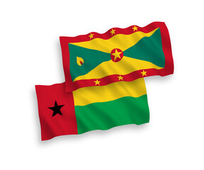 Flags of Grenada and Republic of Guinea Bissau on a white background