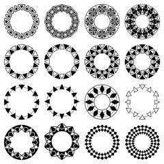 Vector set of round frames with a simple geometric pattern