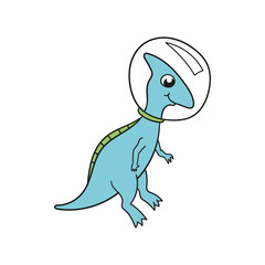vector cartoon cute dinosaur astronaut, isolated color