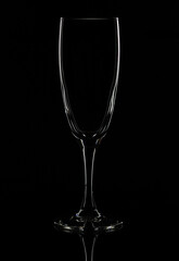 champagne glass on a black background
