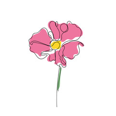 pink abstract flower, one line design, isolated, modern minimalism