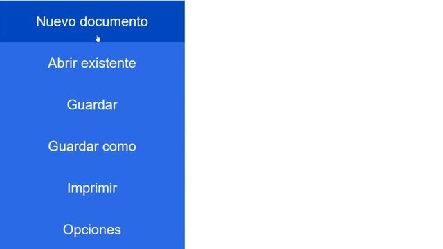 Spanish. Cursor Slides Over and Clicks New Document. Mouse Pointer on Device Computer Monitor Screen Clicking Start File Processor For Company Business Assignment or School Education Project.