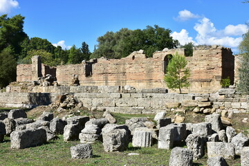 ruins of ancient village Olympia in Greece