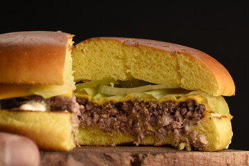 burger with fresh vegetables and cheese