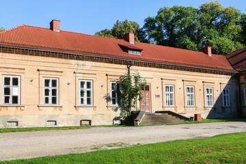 Fototapeta na wymiar ANDRYCHOW, POLAND - SEPTEMBER 11, 2021: A palace in Andrychow, Poland.