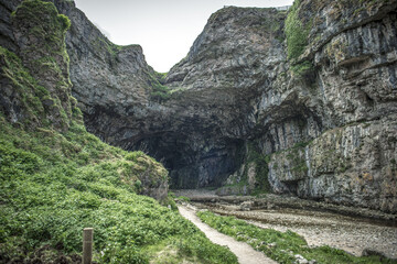 Beautiful view of the Smoo cave in Durness, Scotland