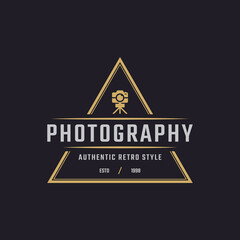 Classic Vintage Retro Label Badge for Photography Logo with Camera Symbol Design Inspiration