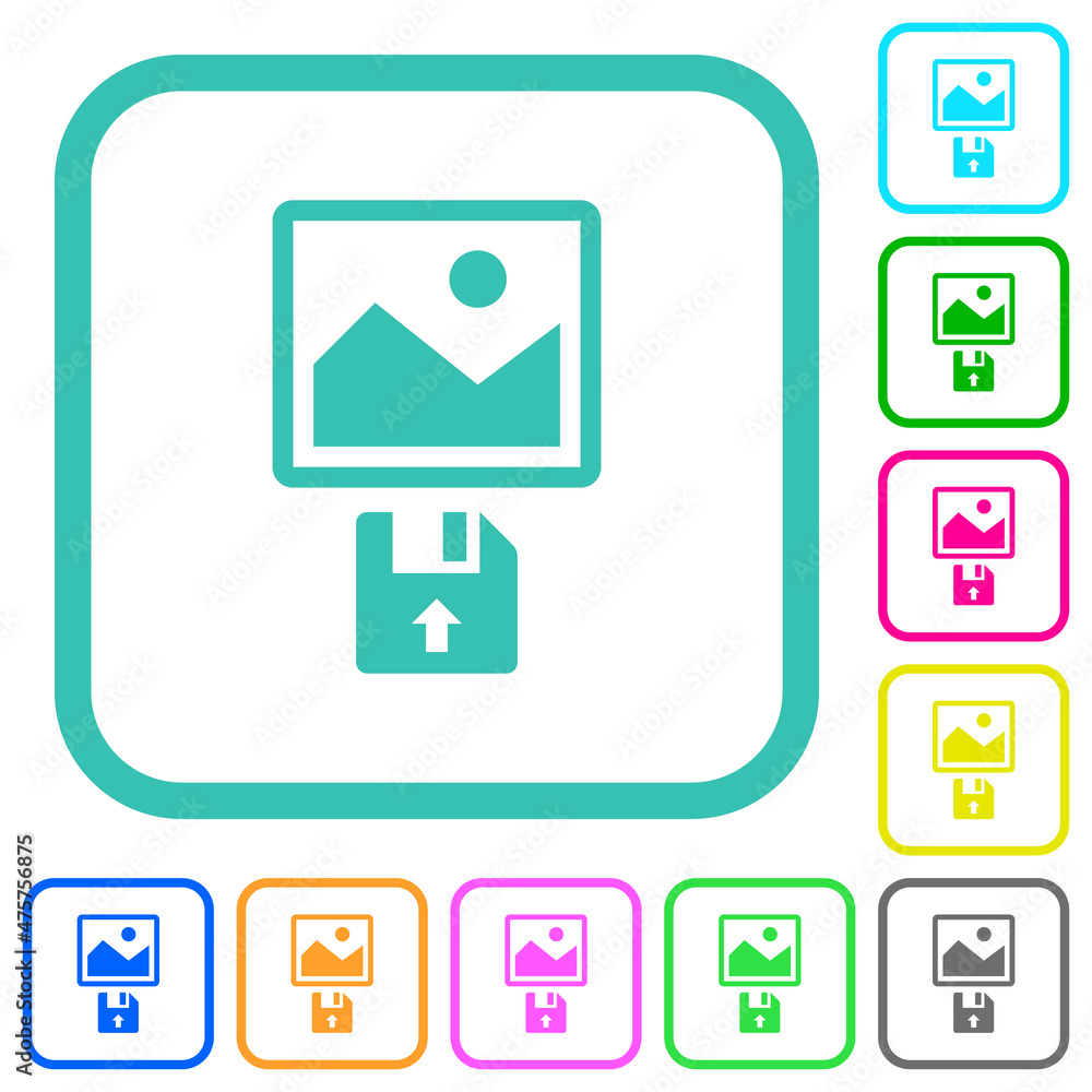 Poster upload image from floppy disk vivid colored flat icons