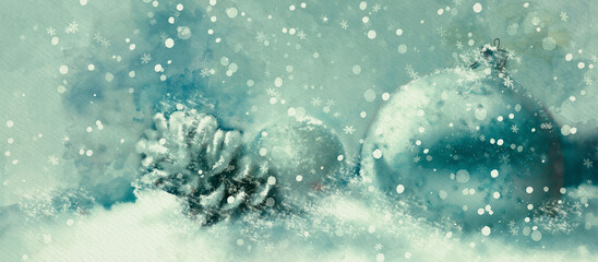 Christmas watercolor banner. Design element.