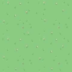 Pattern with cartoon grass. Hand-drawn background. Cute vector texture.