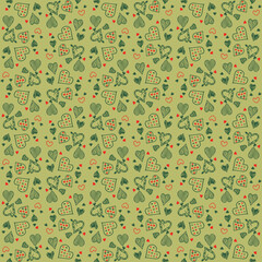 Green Valentine's Day pattern. Background with hearts