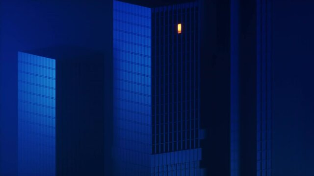 Urban building at night, modular building,3d rendering.