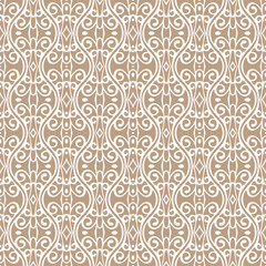 Seamless pattern with Retro Folk motifs in 2 colors