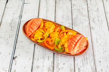 Jalfrezi means quick fry, born as a spicy dish from the British Raj era, cooked with chicken, bell peppers, onions, green chilies, it is now one of the most popular, daring and hearty Indian dishes