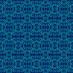 Seamless pattern with Retro Folk motifs in 2 colors