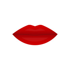 Red lips icon. Vector illustration.	