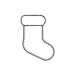Christmas sock icon. Vector. Line style.