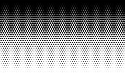 Halftone seamless pattern. Dot background. Gradient faded dots. Half tone texture. Gradation patern. Black color circle isolated on white backdrop for overlay effect. Geometric bg. Vector illustration