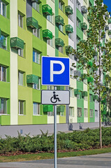 Fototapeta premium Traffic sign - Parking for people with disability