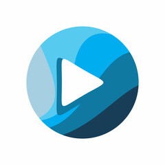 blue color circle play media logo design