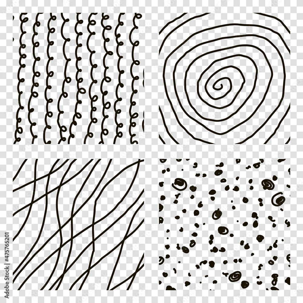 Aufkleber set of hand drawn textured seamless patterns. simple textures for background. vector illustration