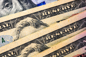 Closeup shot of United States Dollars banknotes - inflation and economy concept