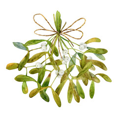 Christmas bunch of mistletoe isolated on white background - 475765801