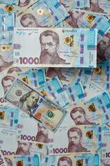 1000 Ukrainian hryvnia. Texture from Ukrainian money. Denomination with Vernadsky. Ukrainian currency.