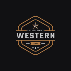 Classic Vintage Retro Label Badge for Western Country Texas Logo Design Inspiration